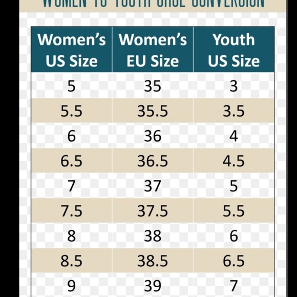 Mens Womens & youth shoe conversion chart!! - Picture 2 of 7